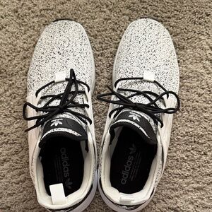 adidas White and Black Speckled Low-Top Sneakers